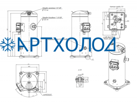 Компрессор спиральный RCZ180T4LB7CA (141R0435) Ридан Компрессор спиральный RCZ180T4LB7CA (141R0435) Ридан