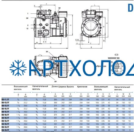 Компрессор D3-15.1Y (R-404A, R-507, R-134a, R-407C MBP) Frascold Компрессор D3-15.1Y (R-404A, R-507, R-134a, R-407C MBP) Frascold
