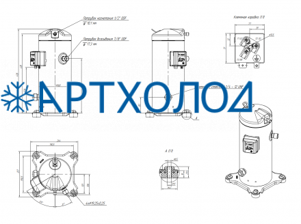 Компрессор спиральный RCM45E4LB7CA (141R8619) Ридан Компрессор спиральный RCM45E4LB7CA (141R8619) Ридан